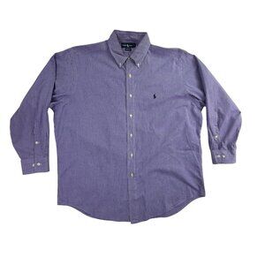 Ralph Lauren Mens Blue Cotton Button-Down Yarmouth Checked Shirt Size 16 1/2